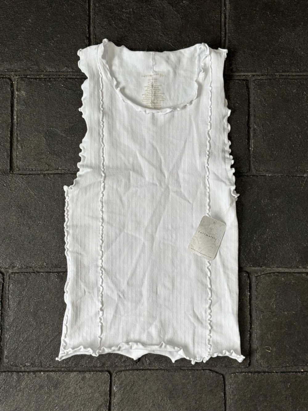 Free People Better this way tank top lettuce edge trim white XS/S NWT